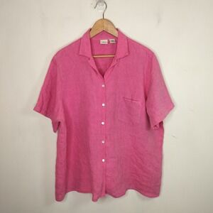 LL Bean Linen Button Up Shirt Short Sleeve